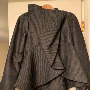 Peplum denim look jacket